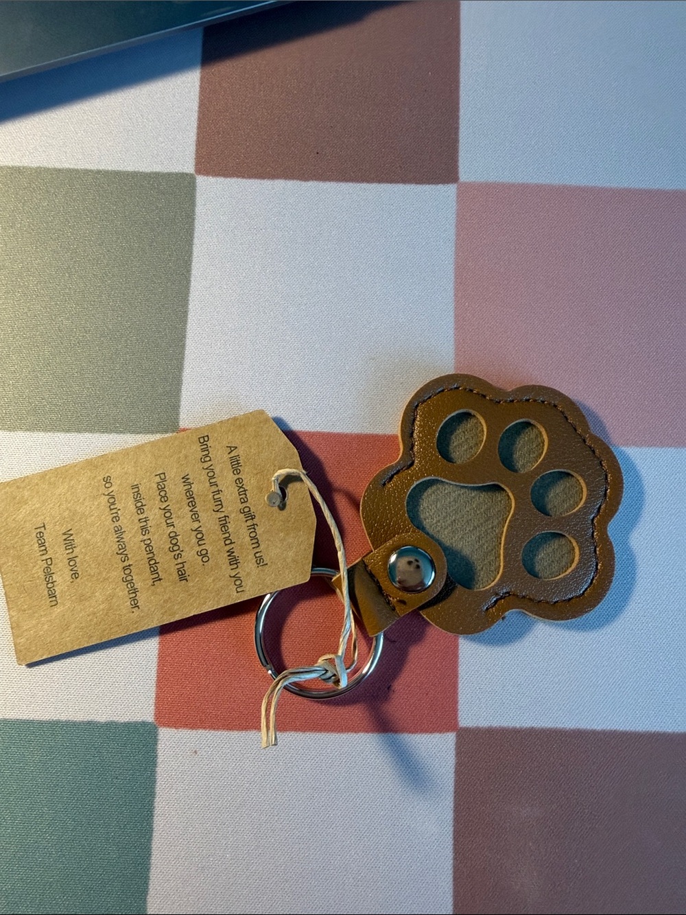 Leather Paw Print Keychain - Brown